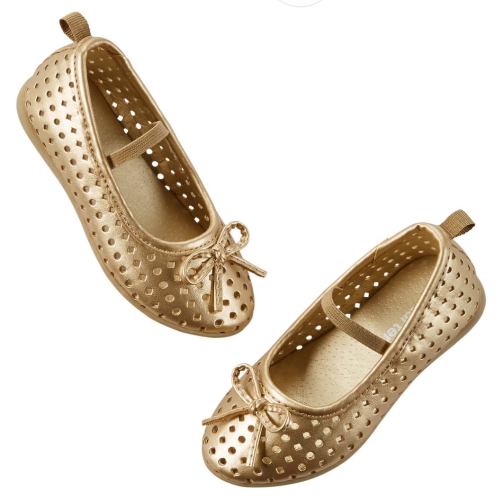 Carter's Toddler Girl's Perforated Gold Ballet Flats, Size 6